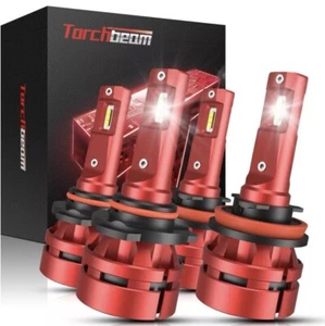 Torchbeam LED Headlights T2 9005/HB3 H11/H8/H9/H16 Bulbs 50k Hrs 44k Lumens 4pk - Picture 1 of 13