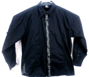 Indigo 30 Mens Shirt Size XXL Long Sleeve Button Black Gray/White Graphic Accent - Picture 1 of 10