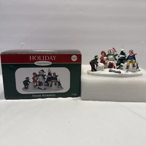 Holiday Inspirations 1 Piece Snowman With Kids Playing In Snow House Accessory - Picture 1 of 15