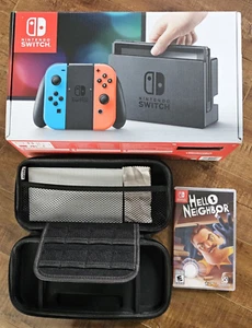 NINTENDO Switch 32GB HAC-001 Console BOXED + 64GB SD Card + Game + EXTRAS - Picture 1 of 21