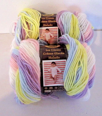 1+ Skeins Lion Brand Ice Cream Yarn Cotton Candy Acrylic #2 6.1 Ounces - Image 1 of 3