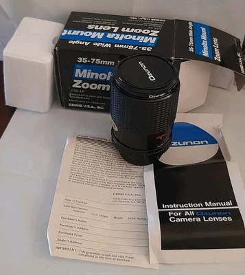 Ozunon MC Auto Zoom Macro Lens 35-75mm f/3.5-4.8 Minolta Mount Caps Box - Image 1 of 4