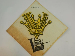 Vintage Victors Fine Food Alhambra California Dinner Napkin Jan.1963 - Picture 1 of 3