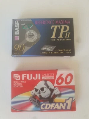 CASSETTE K7 AUDIO VIERGE BASF 90 For CD et FUJI 60 CD FAN1 LOT DE 2 CASSETTES  - Image 1 of 2