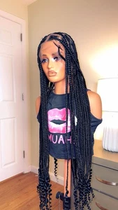 Braided Wig. Length Is 26 Inches Long. Made on a full lacewig.black. - Picture 1 of 16