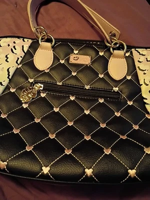 Bolso de Mano Betsey Johnson Estampado Animal Lona Tachonada Foto 1 de 4