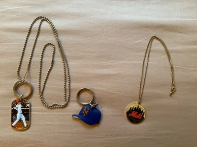MLB New York Mets Necklaces (Mets Logo & David Wright) & Keychain (Mets Hat) - Image 1 of 4