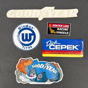 Lot of 5 Cool Vintage Car Tire Wheel Stickers Decals Race Hot Rod Goodyear - Picture 1 of 9