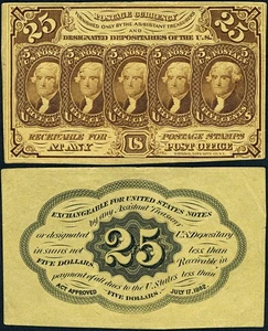 FR. 1282 25 c. 1st Issue Fractional Note XF - Pinholes - Picture 1 of 3