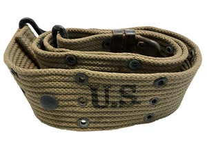 1942 Original WWII U.S. Army Combat OD3 / Khaki Web Gear Pistol Belt M-1936 - Picture 1 of 6