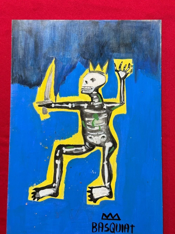 Jean-Michel Basquiat(手工制作)密封丙烯酸涂料木质尺寸12.99x9.05 — 第 1/4 张图片