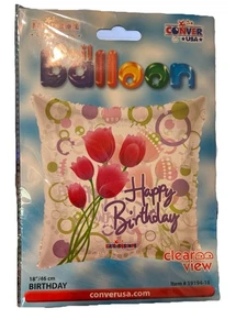 Kaleidoscope 18"  Foil Square Tulip Happy Birthday  Balloon - Picture 1 of 1