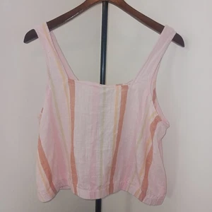 a.n.a Rosa Gestreiftes Crop Top Baumwolle Gestreift Boho Top Gr. XL Neu ohne Etikett Puderrosa (V) - Bild 1 von 5