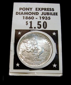 Medalla conmemorativa Pony Express 1935 - Oregon Trail Diamond Jubilee UNC - Imagen 1 de 4