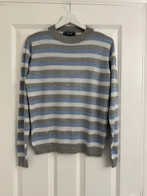 Maine Blue Grey Stripped Sparkle Jumper Size 12 - Image 1 of 4