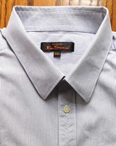 Ben Sherman shirt XXL striped 100% cotton mens business office wear TF - Picture 1 of 6