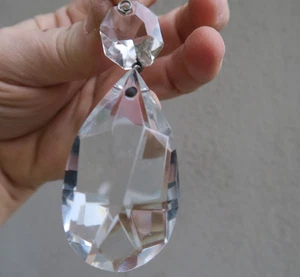 1 LG vintage cut Czech Italian Crystal Glass Prism Lamp Chandelier Part sparkly - Picture 1 of 12