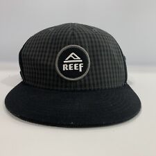 REEF Flexfit Patent Men's Black Gray Plaid Logo Hat Cap Trucker Size L/XL