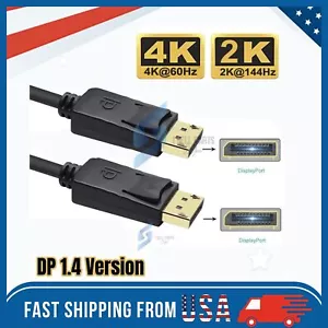 Displayport to Display Port Cable DP Male to Male Cord 4K 60hz HD 6ft/10ft/15ft - Picture 1 of 16