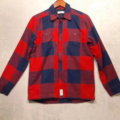 Camisa Abercrombie-Boys Acolchada Cremallera Completa Franela Talla 15/16-Rojo/Azul Cuadros/¡NUEVA SIN ETIQUETAS! Foto 1 de 4