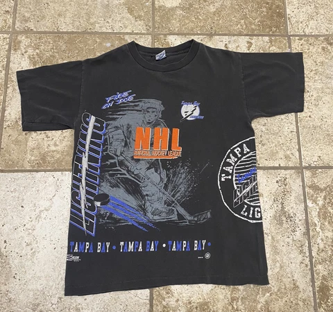 rare vintage tampa bay Lightning Salem sportswear all over print size medium Cover