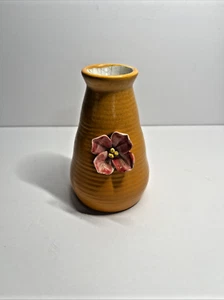 Vintage Pottery Glazed Flower Vase Orange Gold Brown Rustic Decor - Picture 1 of 5