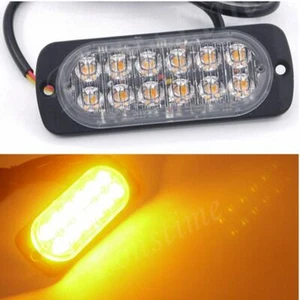 2x Truck Trailer Amber 12LED Emergency Beacon Strobe Hazard Flash Warning Light - Picture 1 of 9