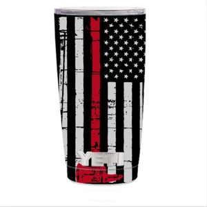 Skin Decal for Yeti 20 oz Rambler Tumbler / Red Line Distressed American Flag F - Picture 1 of 1
