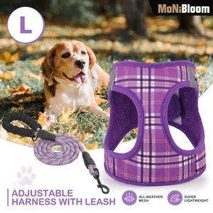 Dog Harness[SOFT MESH]Adjustable Control Reflective Vest w/D-rings & Leash Set - Picture 1 of 11
