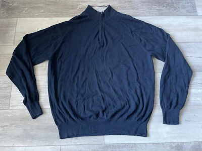 Peter Millar Golf Performance Cuarto Cremallera Azul Marino Grande Algodón Cachemira Foto 1 de 4