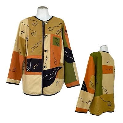 Chaqueta Blazer Vintage ALEX KIM Mujer S Gran Tamaño Patchwork Tapiz Bordado Foto 1 de 4