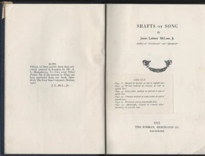 Shafts of Song by James Latimore McLane Jr. 1921 1st edition Poetry - Picture 1 of 1
