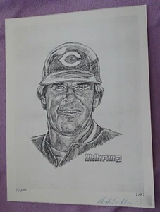 Dick Williams artist signed/numbered b/w 8.5 x 11" PETE ROSE art print - Picture 1 of 2