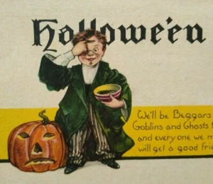 Antique Halloween Postcard Nash Series H 425 Boy Green Jacket Goblins And Ghosts - Picture 1 of 5