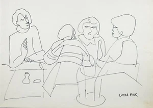 Lutka Pink - Drawing Original - Felt - Coffee 17 - Picture 1 of 2