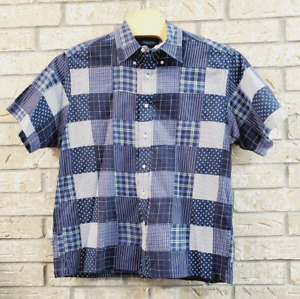 Brooks Brothers Button Shirt Mens Size Large Short Sleeve Patchwork Design