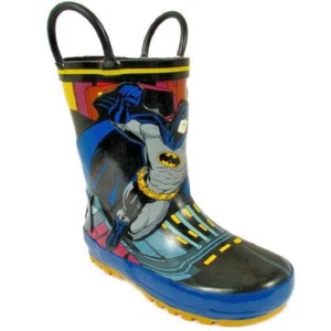 BATMAN RainBoots Black & Blue 100% Waterproof Little Boys Size 8 - Picture 1 of 2