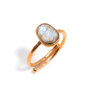 Elegant Rosecut Labradorite 925 Sterling Silver Ring – Unique Gemstone Jewelry - Picture 1 of 11