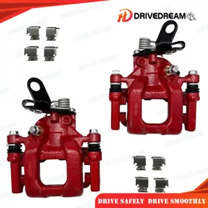 Rear Brake Calipers w/ Bracket Red For Audi A3 Quattro VW Golf GTI Passat Jetta - Picture 1 of 9