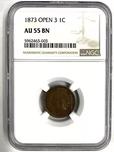 1873 Indian Head Cent, AU55 BN NGC (8160) - Picture 1 of 3