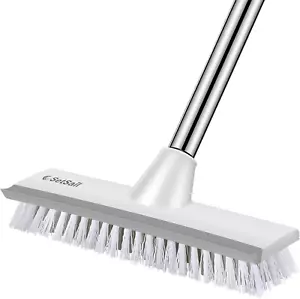 Floor Scrub Brush with 51-Inch Long Adjustable Handle 2 in 1 Scrape Brush Stiff - Picture 1 of 12