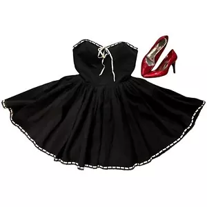 Rare Vintage Betsey Johnson Collection Dress | Black Seersucker Corset 10 Medium - Picture 1 of 6