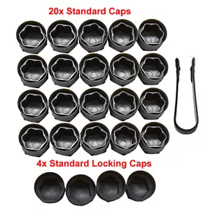 24 uds para Audi A4 A6 Q3 Q5 negro tornillos de rueda tuercas de rueda pernos tapas cubierta - Imagen 1 de 6