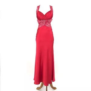 Dave Johnny Laura Ryner Womens Dress 00 Red Sleeveless Open Prom Formal Maxi - Picture 1 of 24