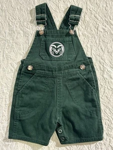 Creative Knitwear Colorado State University Rams Short Leg Green Overalls 6-9mo - Picture 1 of 15