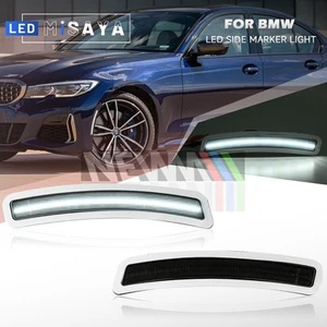 Smoked White LED Bumper Side Marker Reflector Light For 2019-up BMW G20 3 Series - Picture 1 of 14