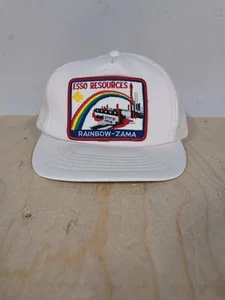Vtg Esso Resources Rainbow Zama AB Trucker Hat 80s Snapback Mesh Oil Gas Canada - Picture 1 of 7