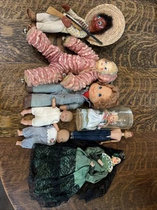 Konvolut (8) Vintage Puppen, mexikanisch, norwegisch, amerikanisch, japanisch & mehr - wie besehen - Bild 1 von 7