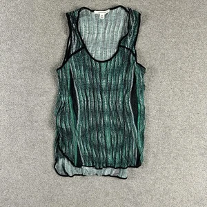 Country Road Sheer Textured Tank Top Green Black Print Size XXS Lyocell - Picture 1 of 7