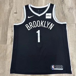 D’Angelo Russell Brooklyn Nets Jersey Size 48 L #1 with infor Sponsor Patch - Picture 1 of 11